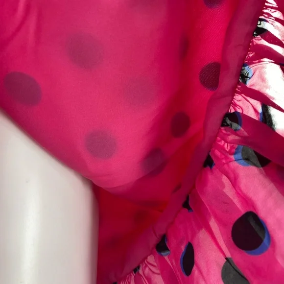10 Crosby Derek Lam NWT Taula One Shoulder Ruffle Hem Dress Pink Polka Dots New - Picture 5 of 11